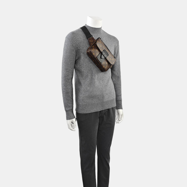 S LOCK Monogram Coated Canvas Brown