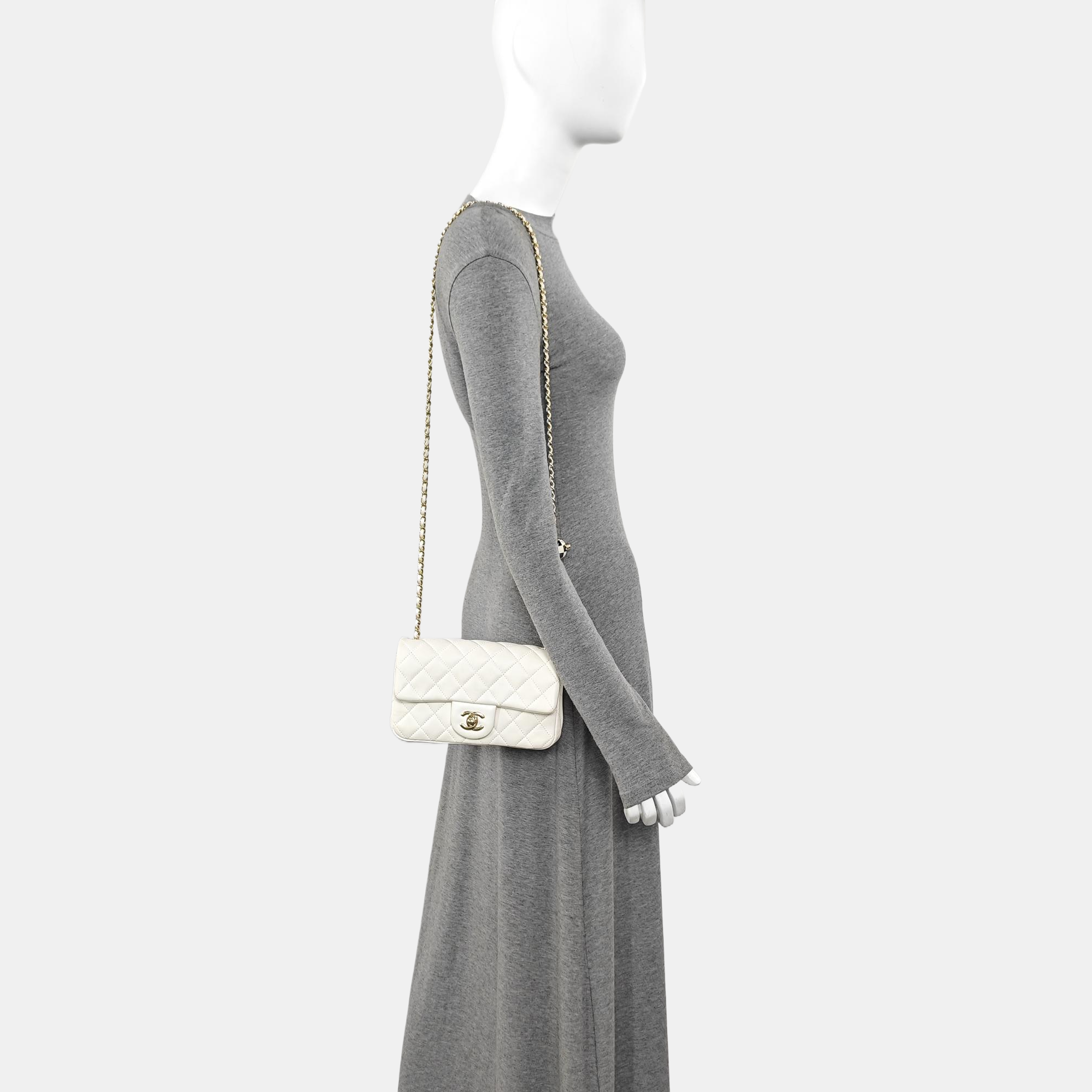 Quilted Lambskin Shoulder Bag White