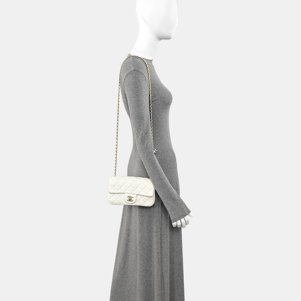 Quilted Lambskin Shoulder Bag White