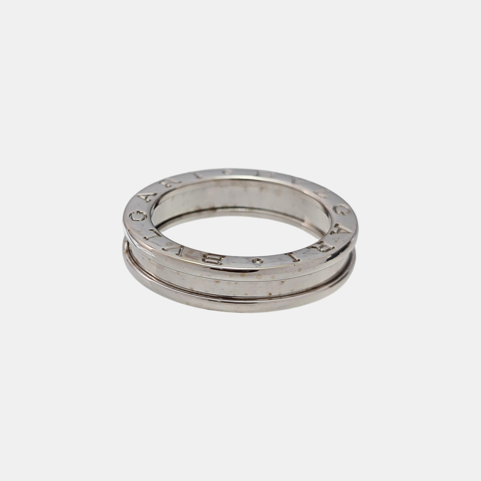 B.ZERO1 18k White Gold Silver Ring EU 56