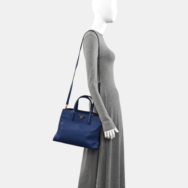 Calfskin Tote Bag Medium Blue