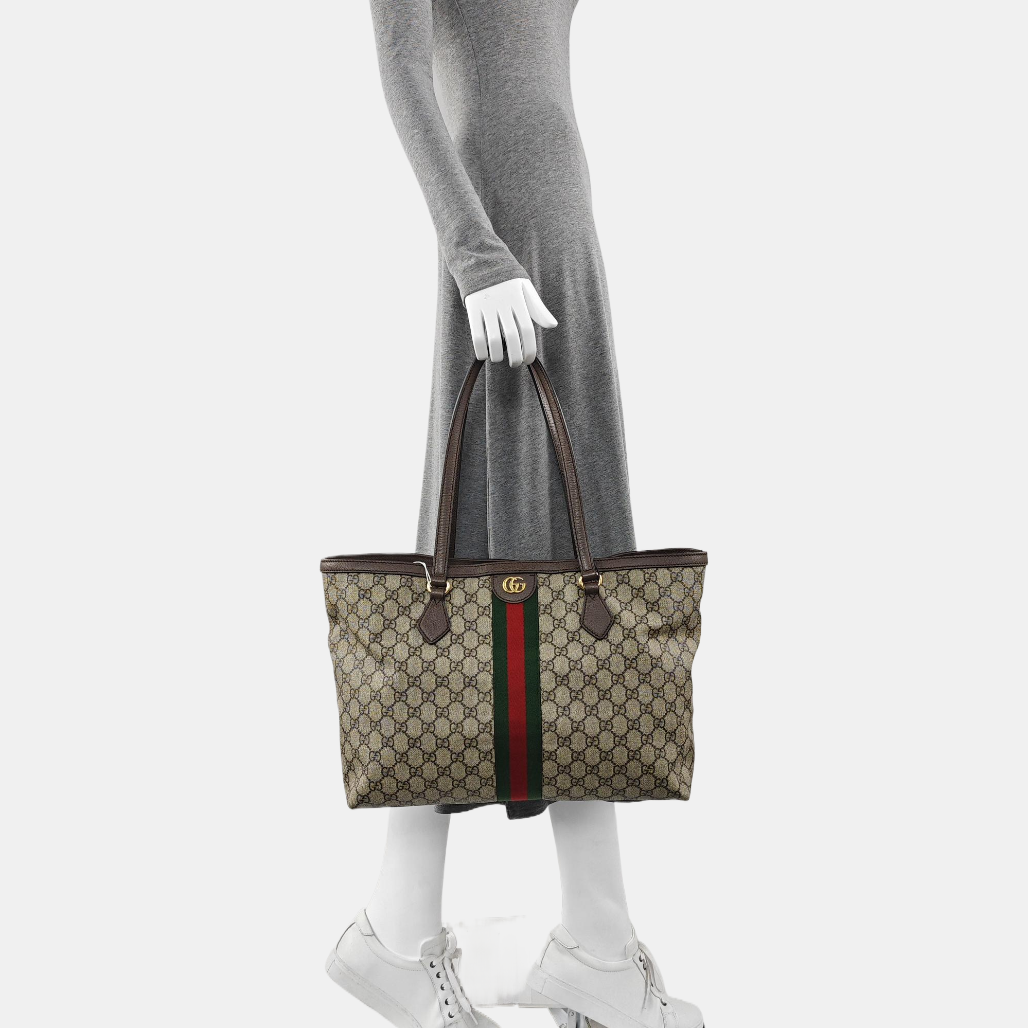 Authenticated pre-owned  Ophidia Medium Monogram Coated Canvas Beige - Tote Bag at Looply