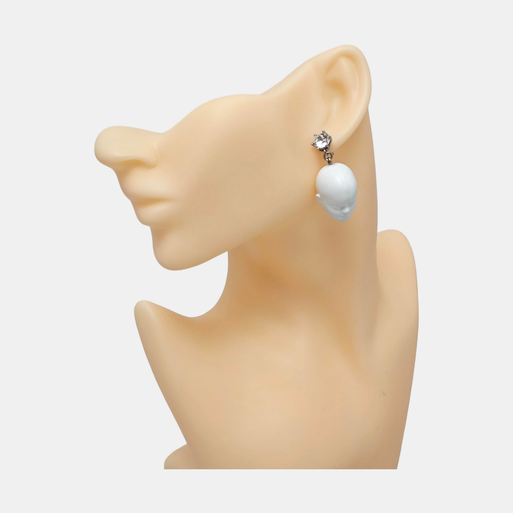 Palladium Plated White Stud Earrings