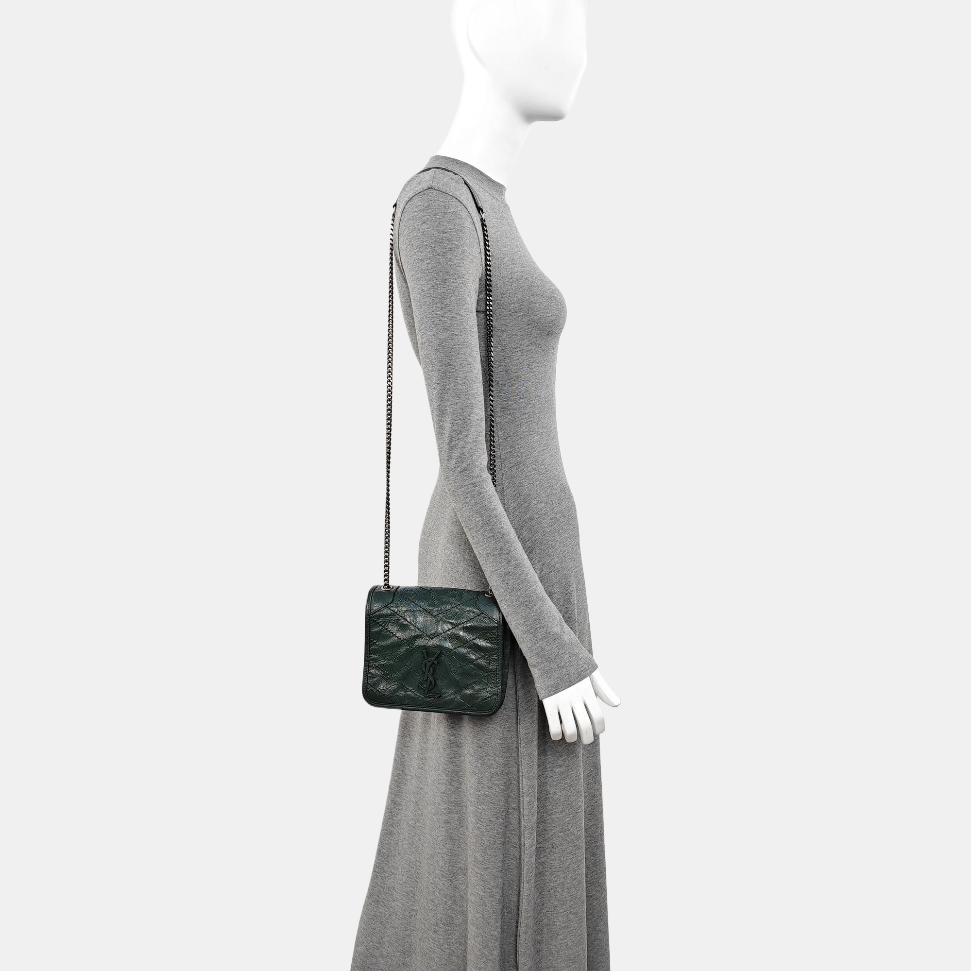 NIKI Mini Chevron Calfskin Green