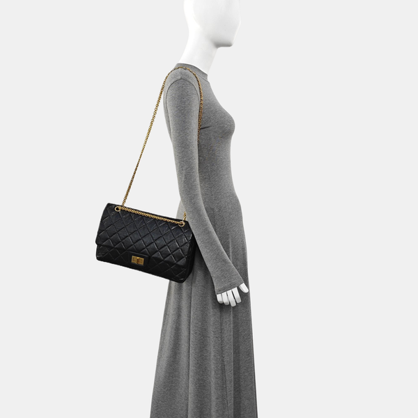 2.55 Maxi Quilted Calfskin Black
