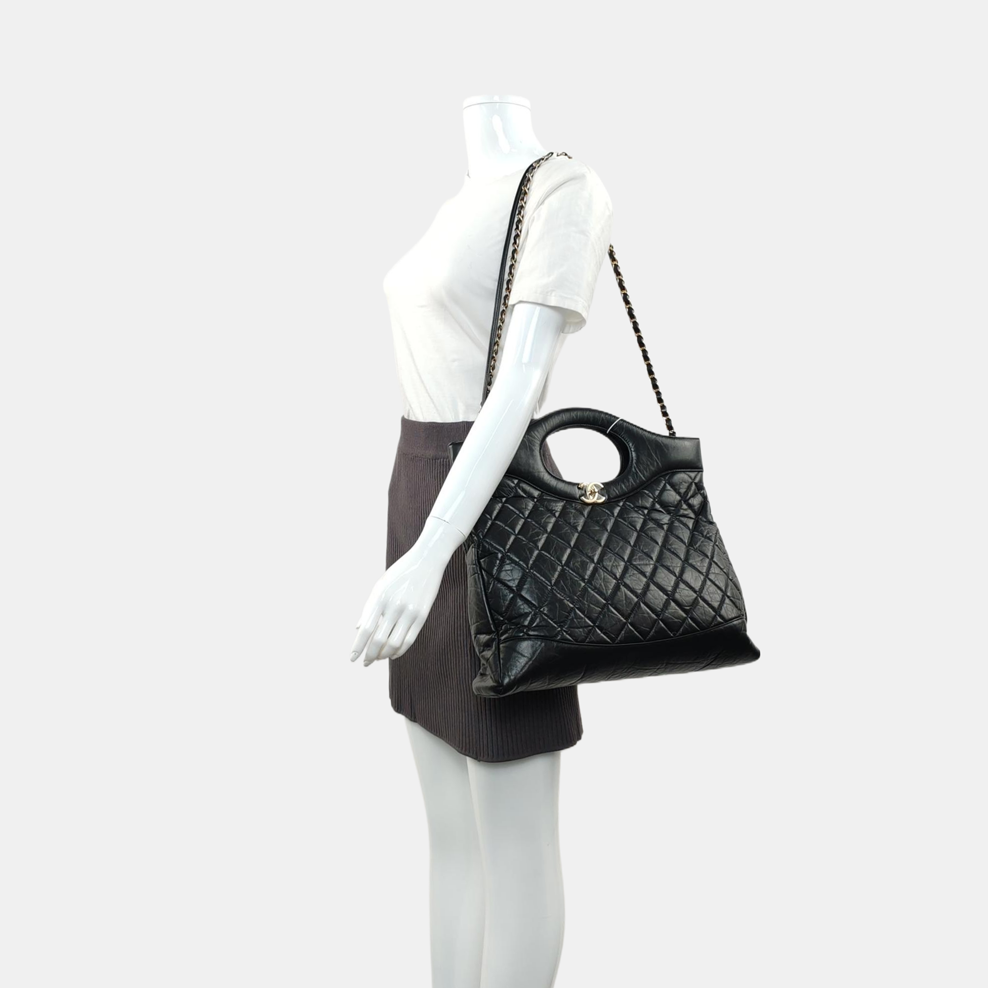 CHANEL 31 Large Quilted Vintage Calf Black