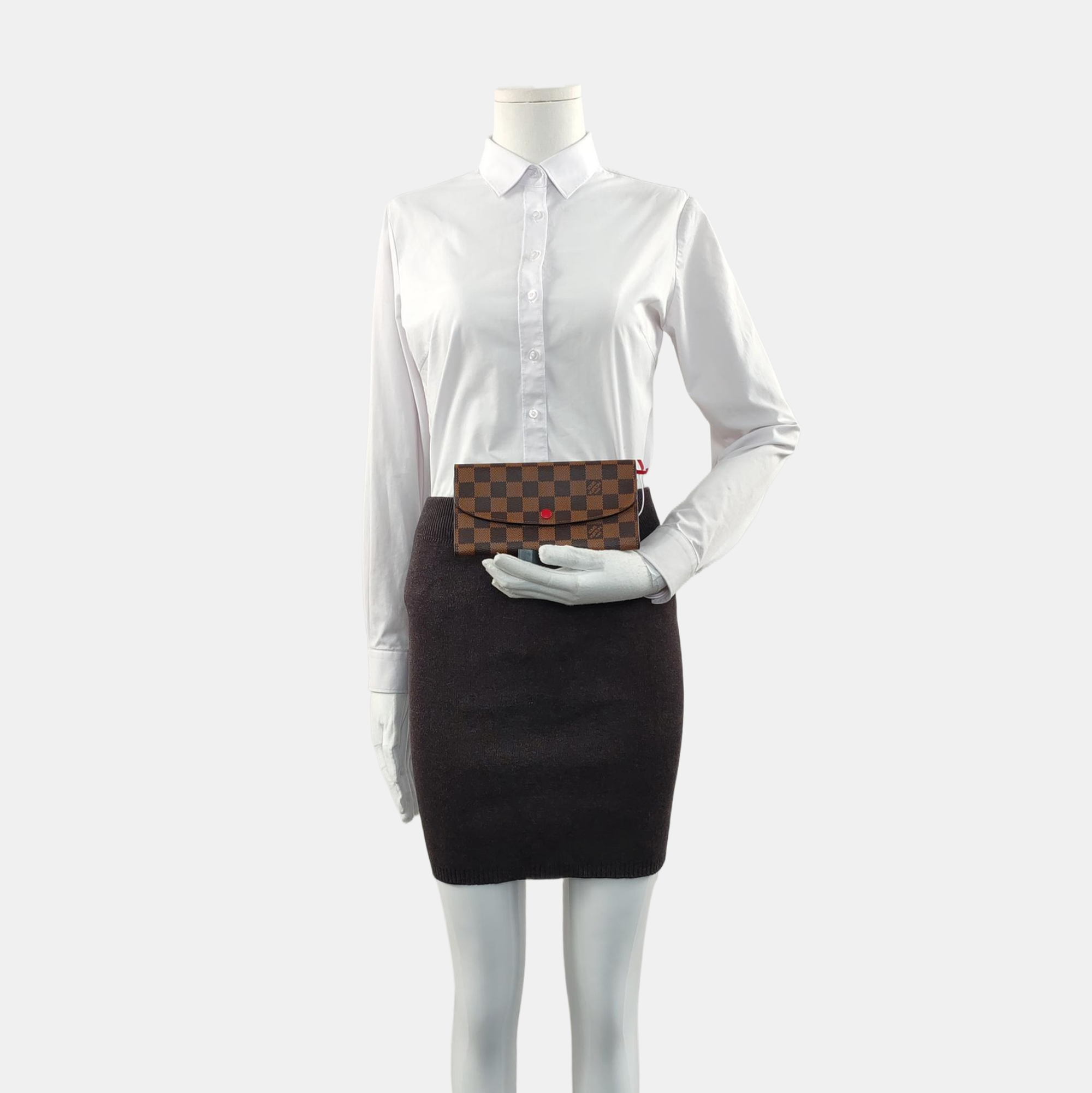 EMILIE Damier Ebene Coated Canvas Brown Wallet
