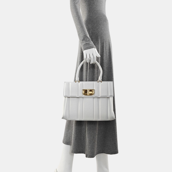 Quilted Calfskin Top Handle Bag White