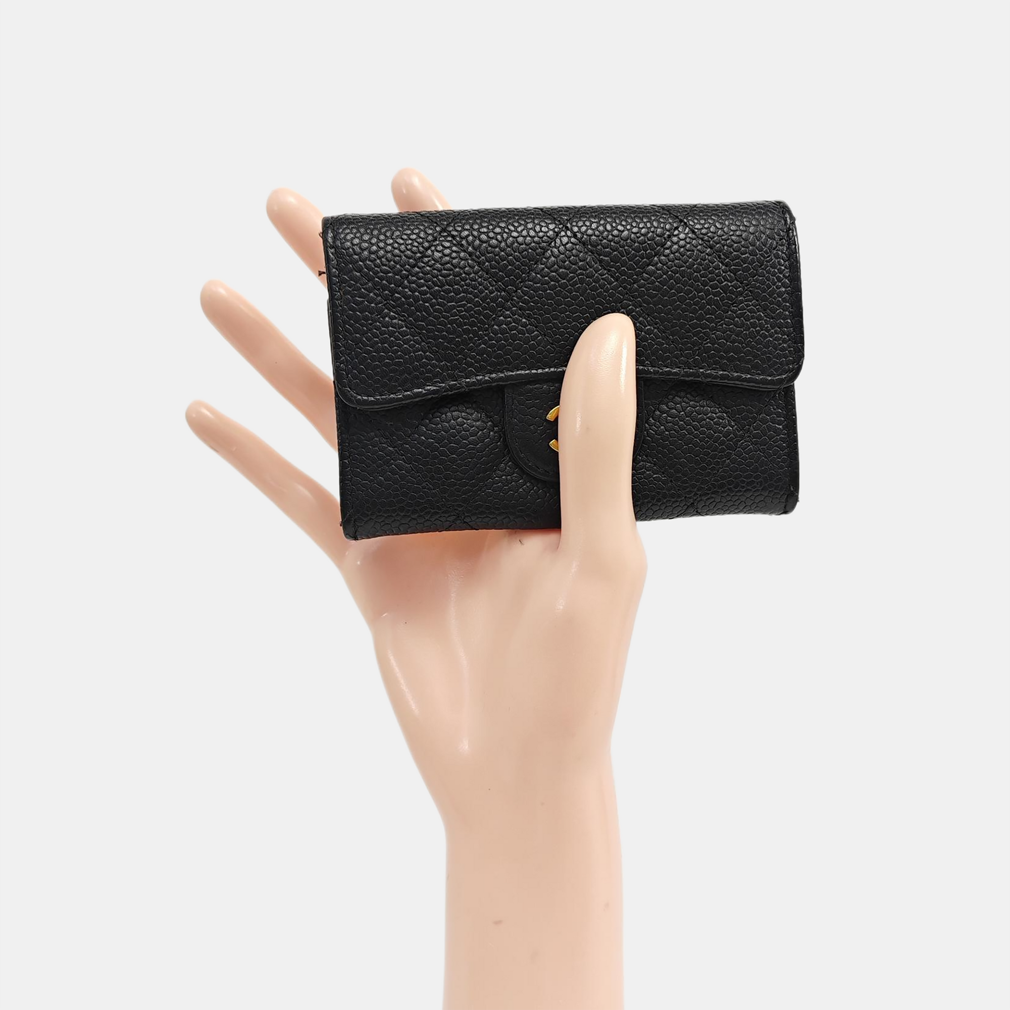 CLASSIC FLAP Quilted Grained Calfskin Black Wallet