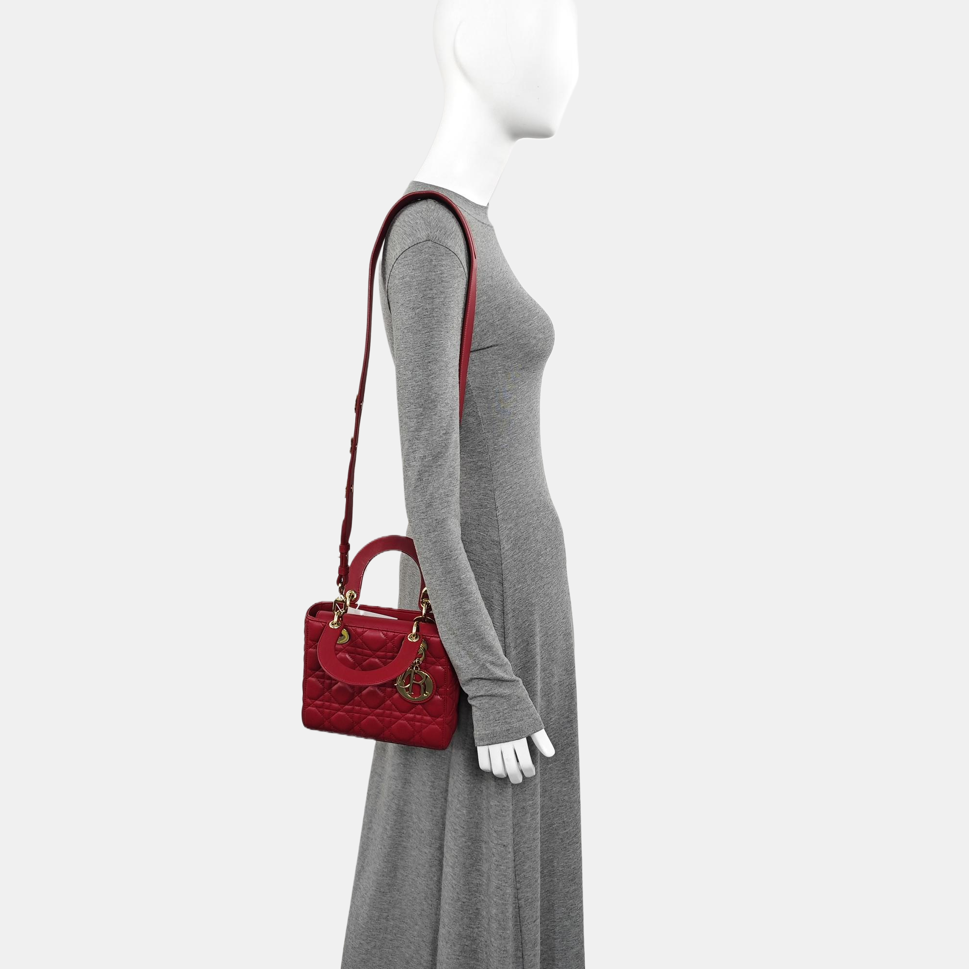 Lady Dior Small Cannage Lambskin Red