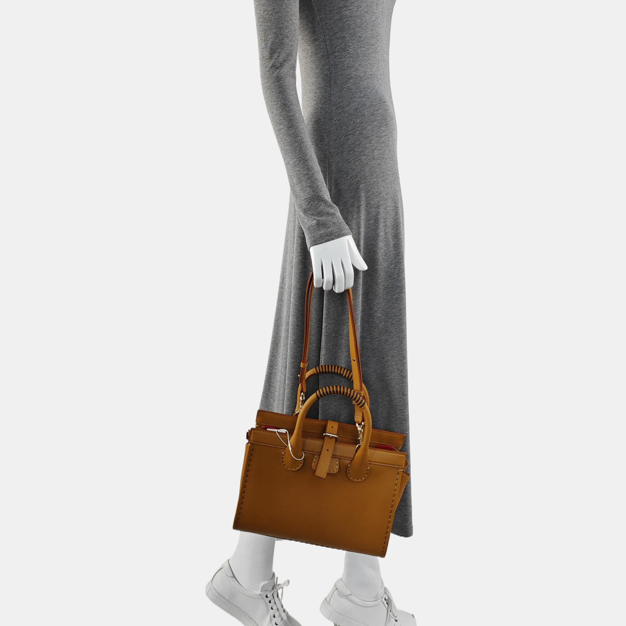 Calfskin Top Handle Bag Brown