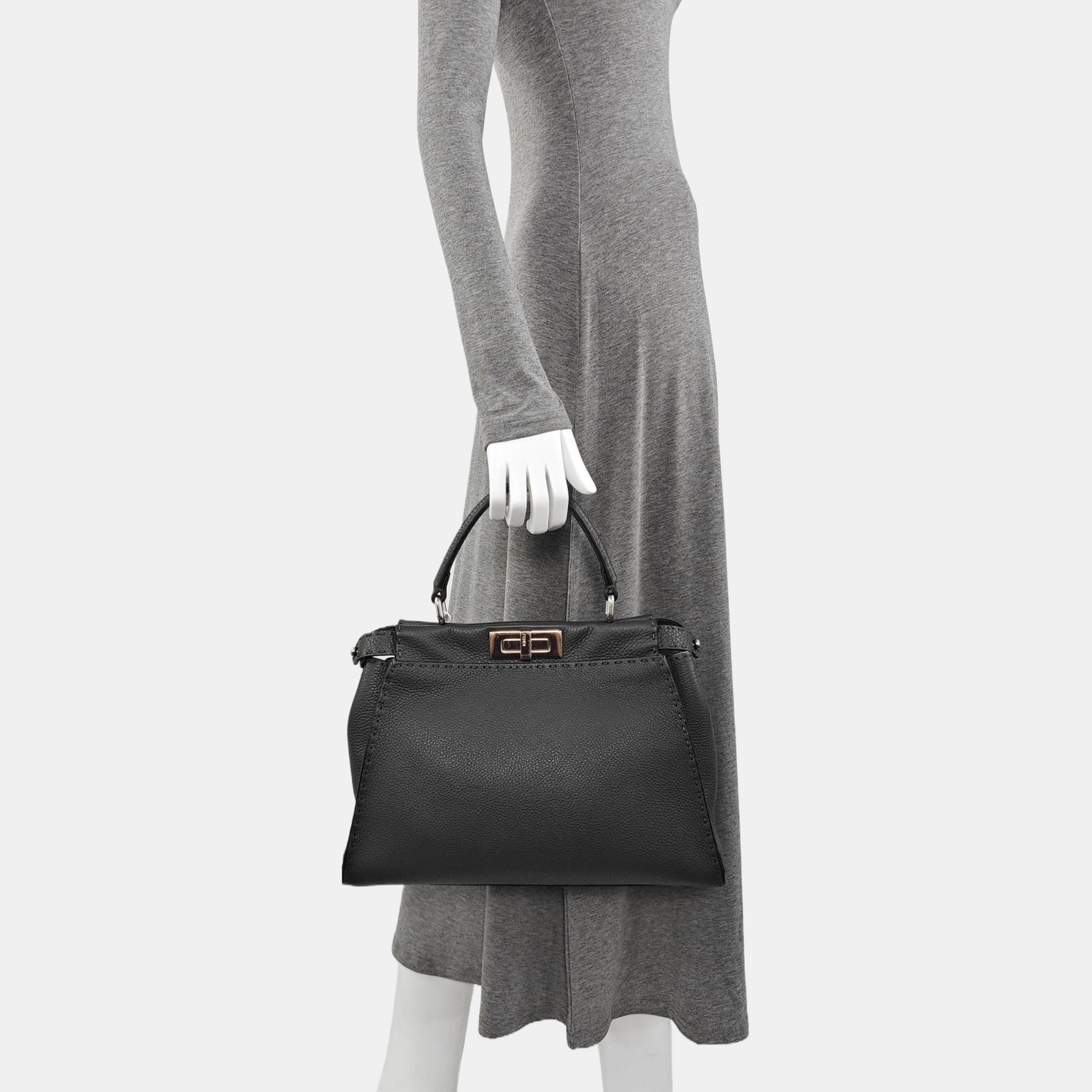 Authenticated pre-owned  Peekaboo Medium Calfskin Gray - Tote Bag at Looply