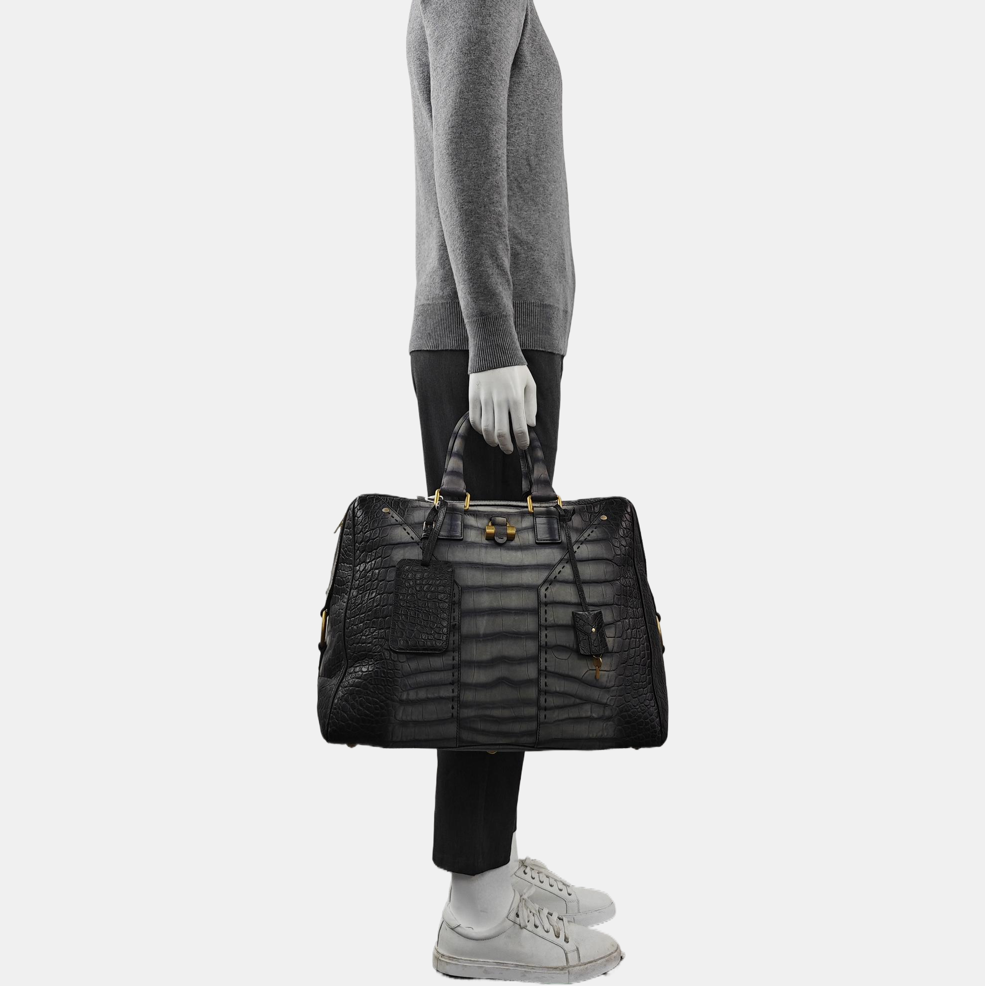 Calfskin Top Handle Bag Gray