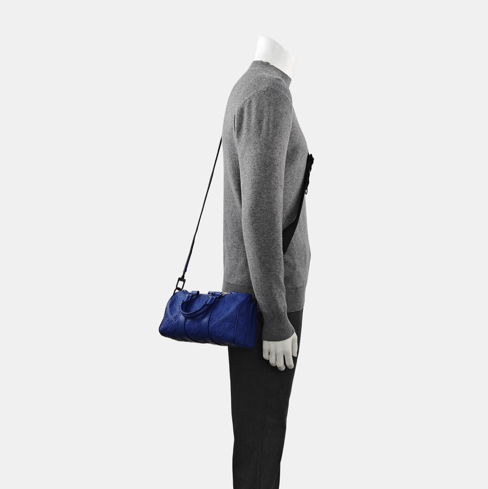 KEEPALL Monogram Calfskin Blue