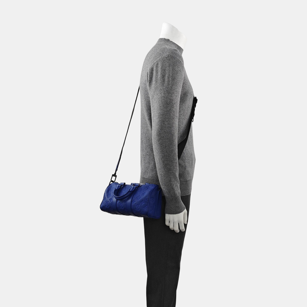 KEEPALL Monogram Calfskin Blue