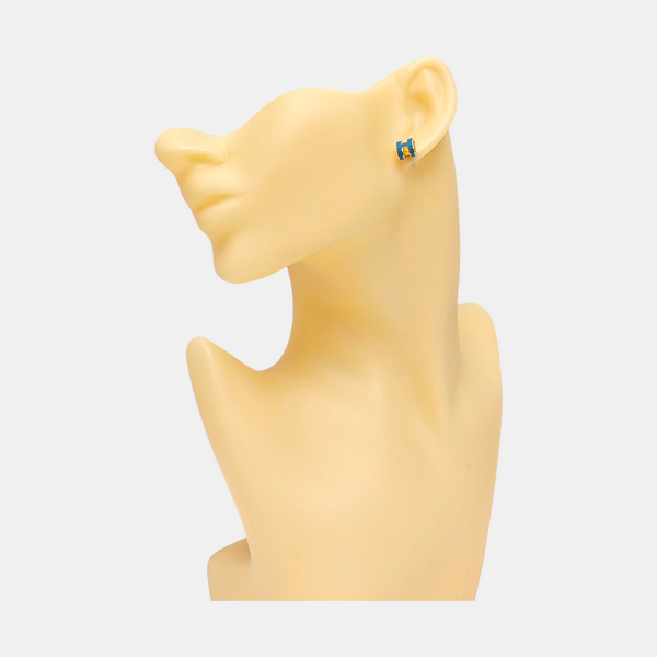 Pop H Metal Gold Stud Earrings