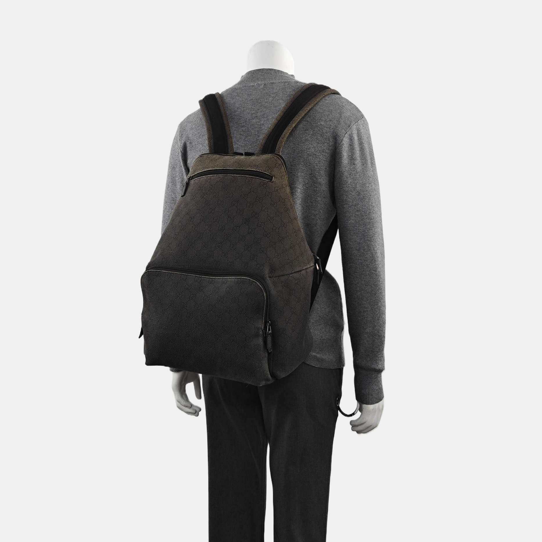 Monogram Fabric Backpack Gray