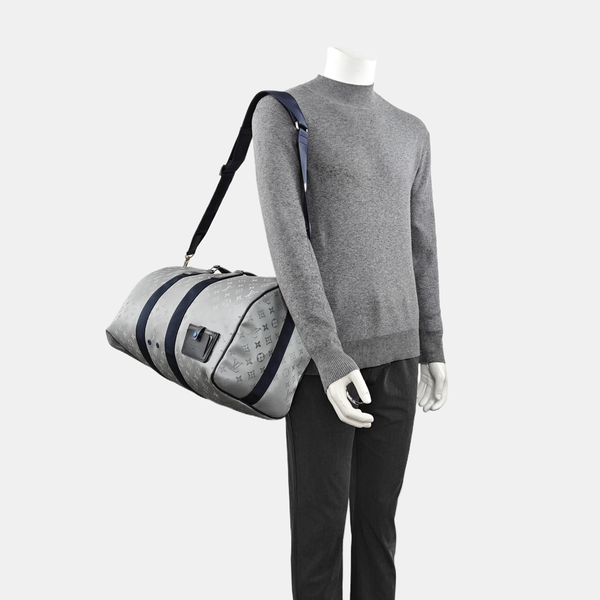 KEEPALL 50 Monogram Coated Canvas Silver