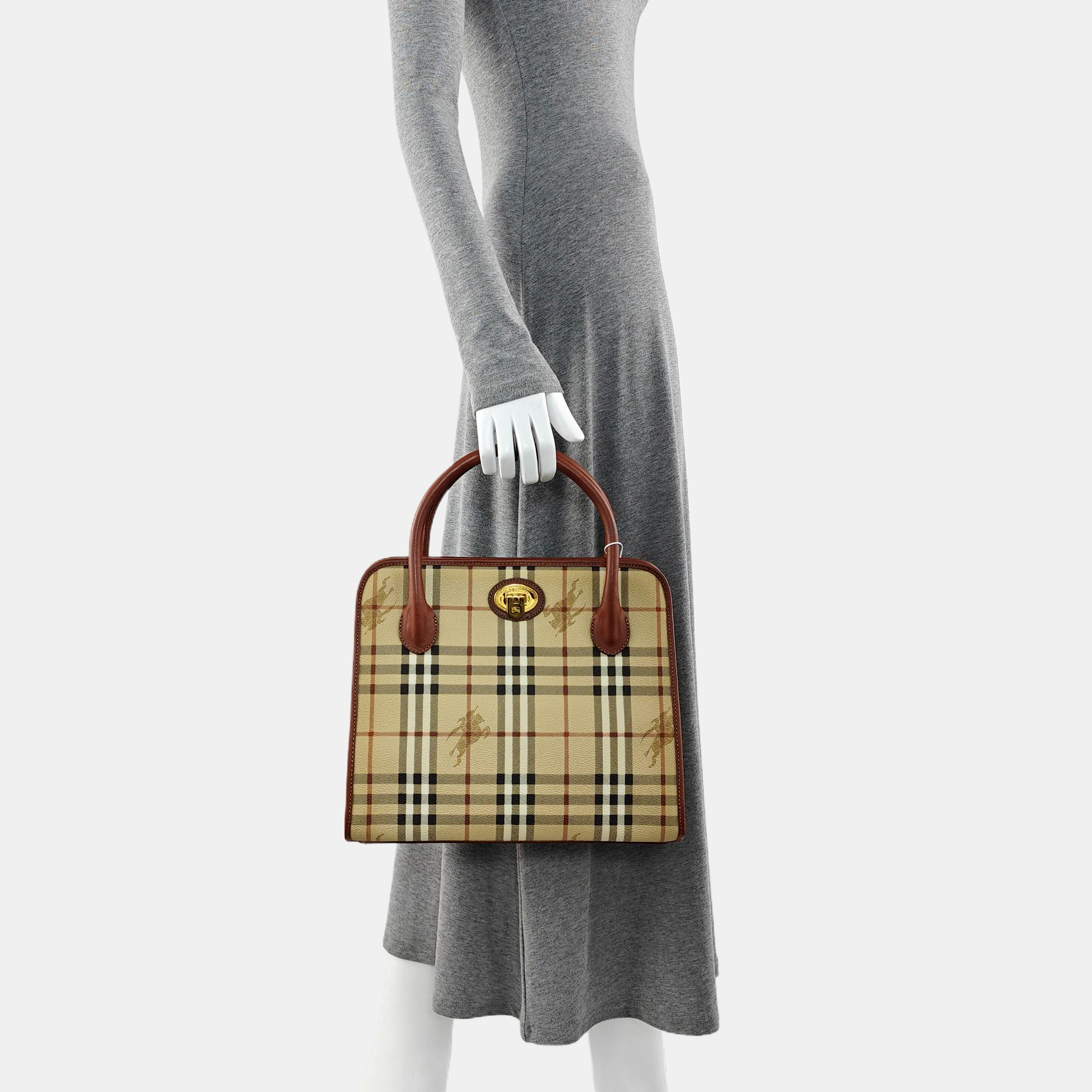 Coated Canvas Top Handle Bag Brown