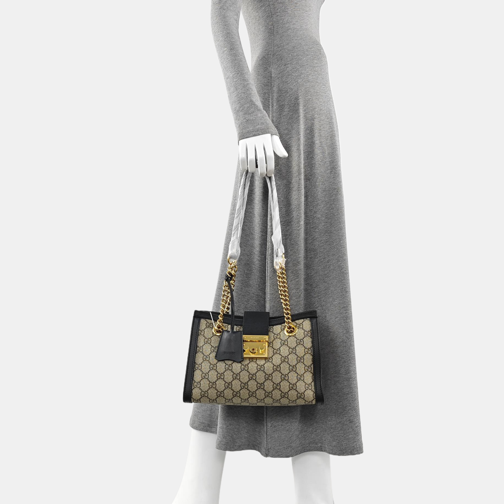 Padlock Small Monogram Coated Canvas Beige
