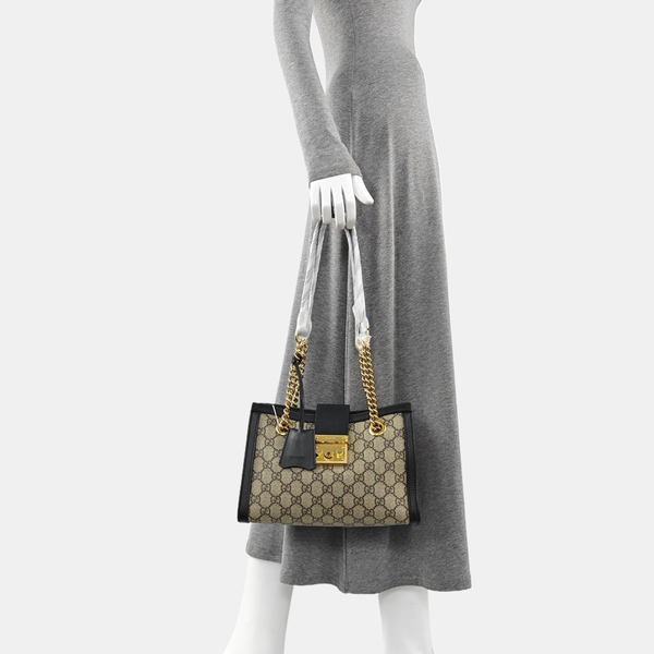 Padlock Small Monogram Coated Canvas Beige
