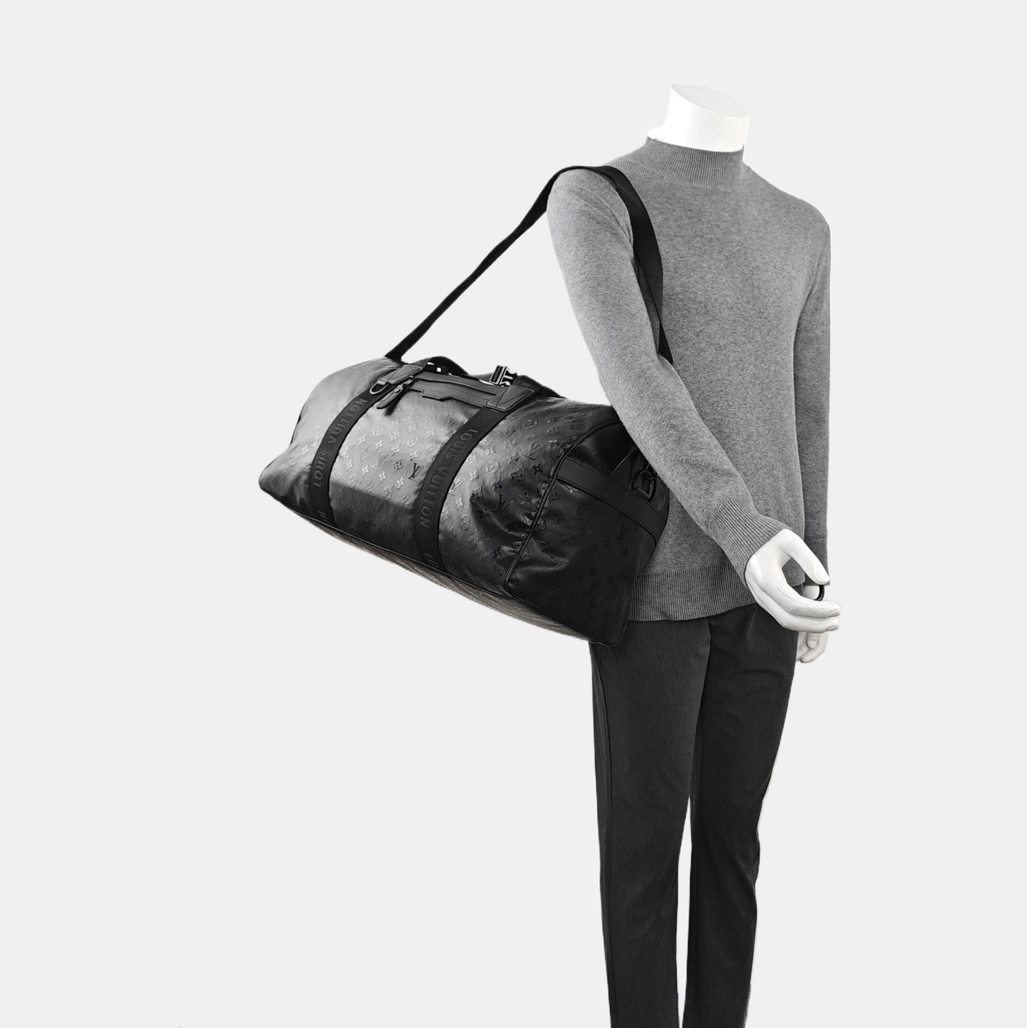 KEEPALL 55 Monogram Coated Canvas Black