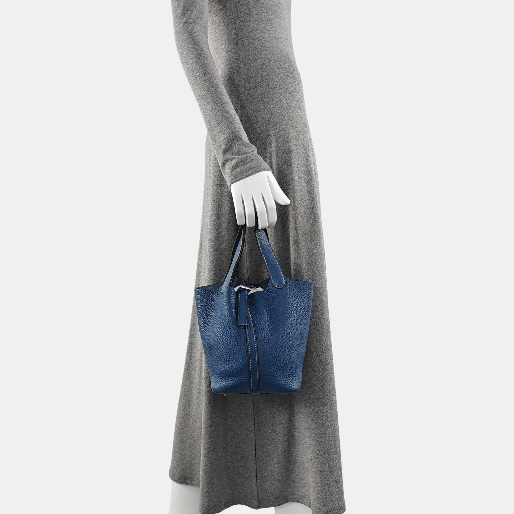 Authenticated pre-owned  Picotin 18 Clemence Blue - Bucket Bag at Looply