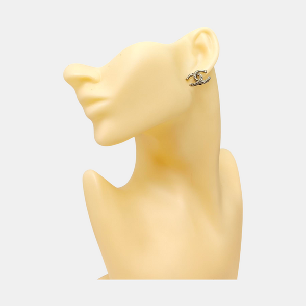 CC Logo Metal Gold Stud Earrings