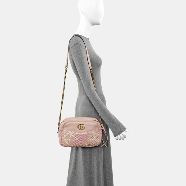 GG Marmont Medium Quilted Calfskin Pink