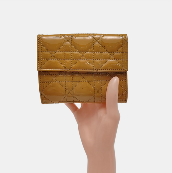 Cannage Patent Leather Clutch Yellow