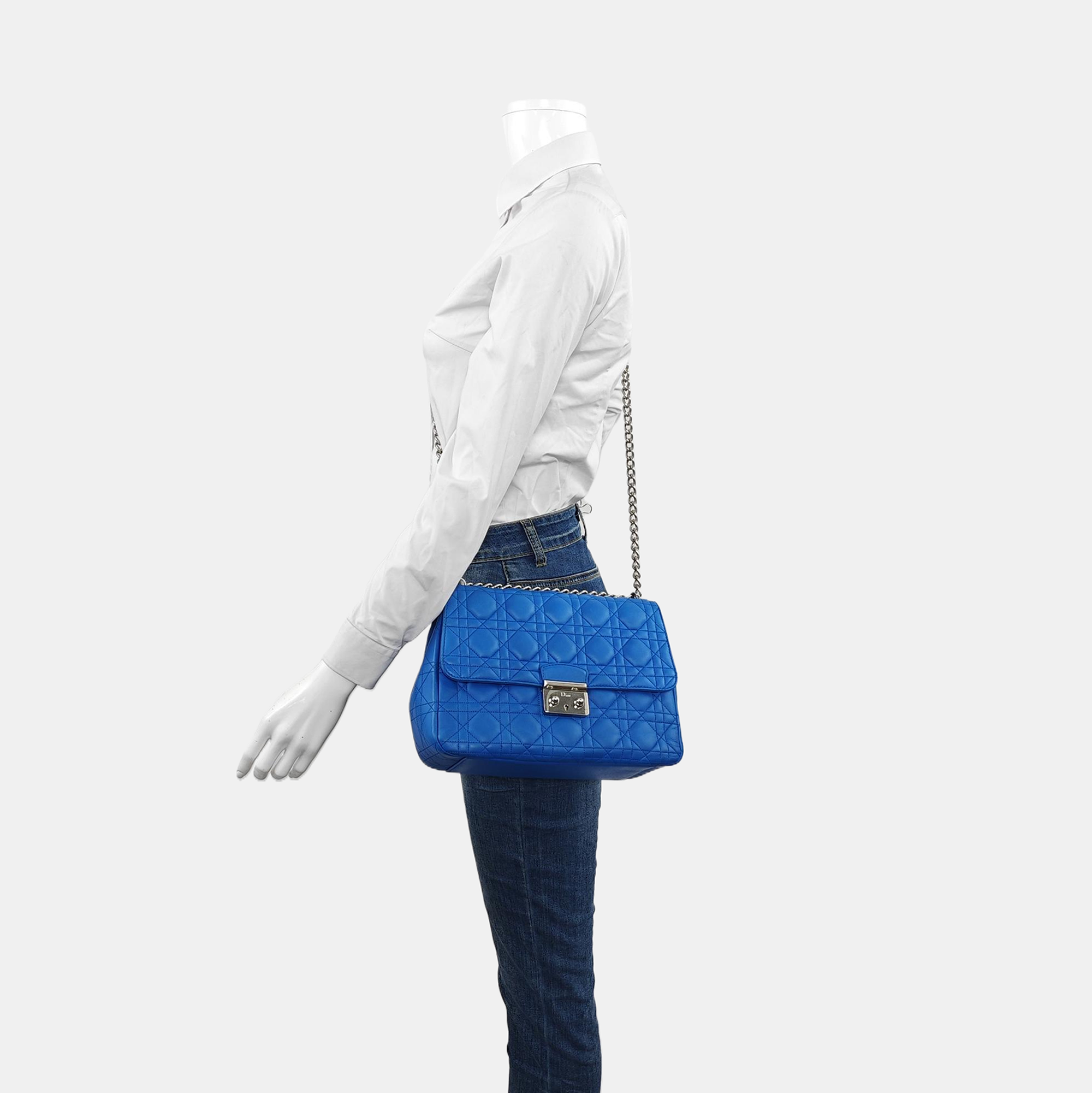 Authenticated pre-owned  Miss Dior Cannage Lambskin Blue - Crossbody Bag at Looply