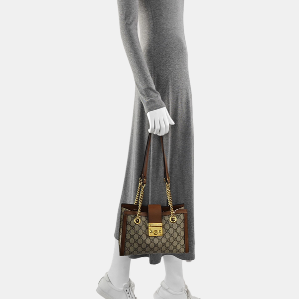 Padlock Small Monogram Coated Canvas Beige