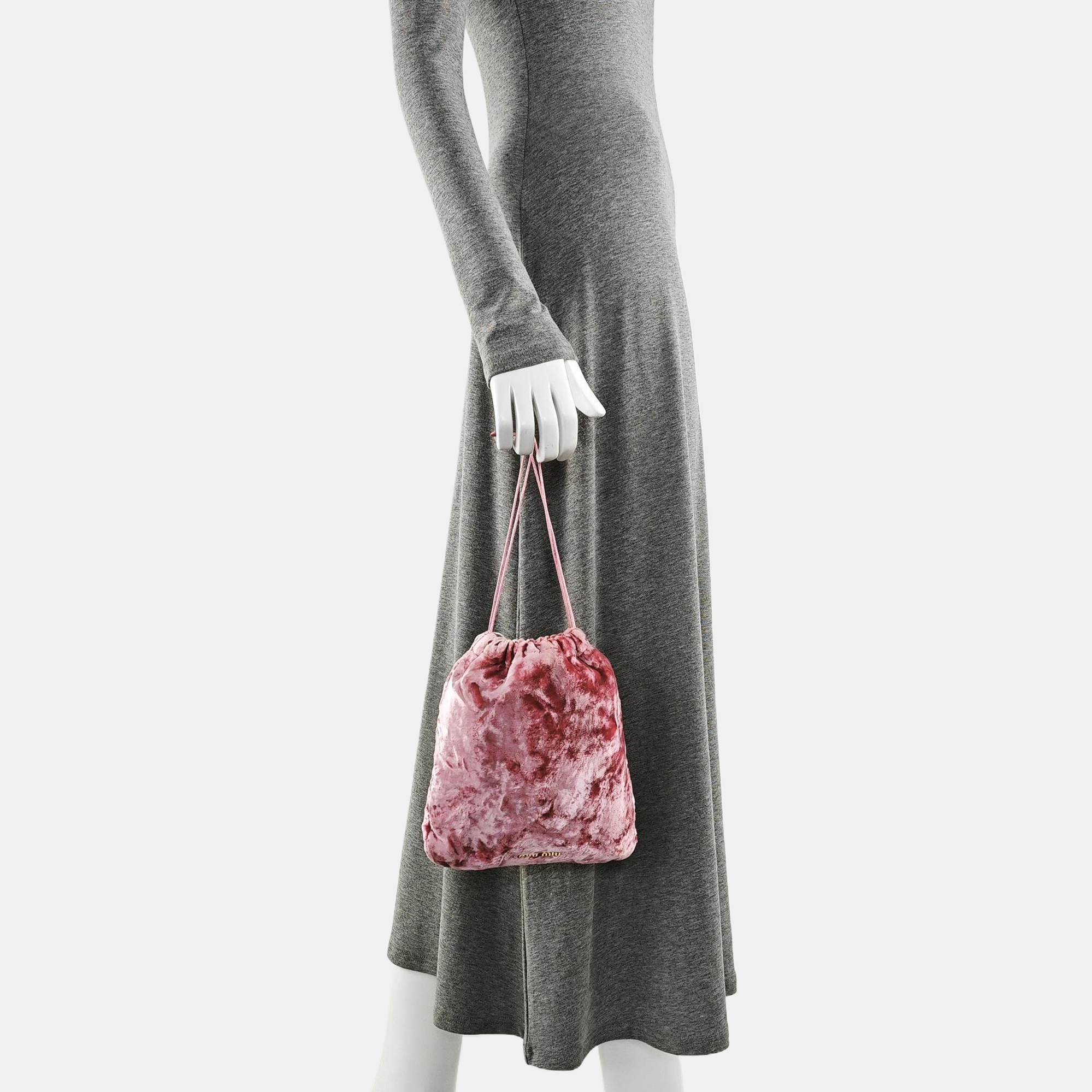 Velvet Top Handle Bag Pink