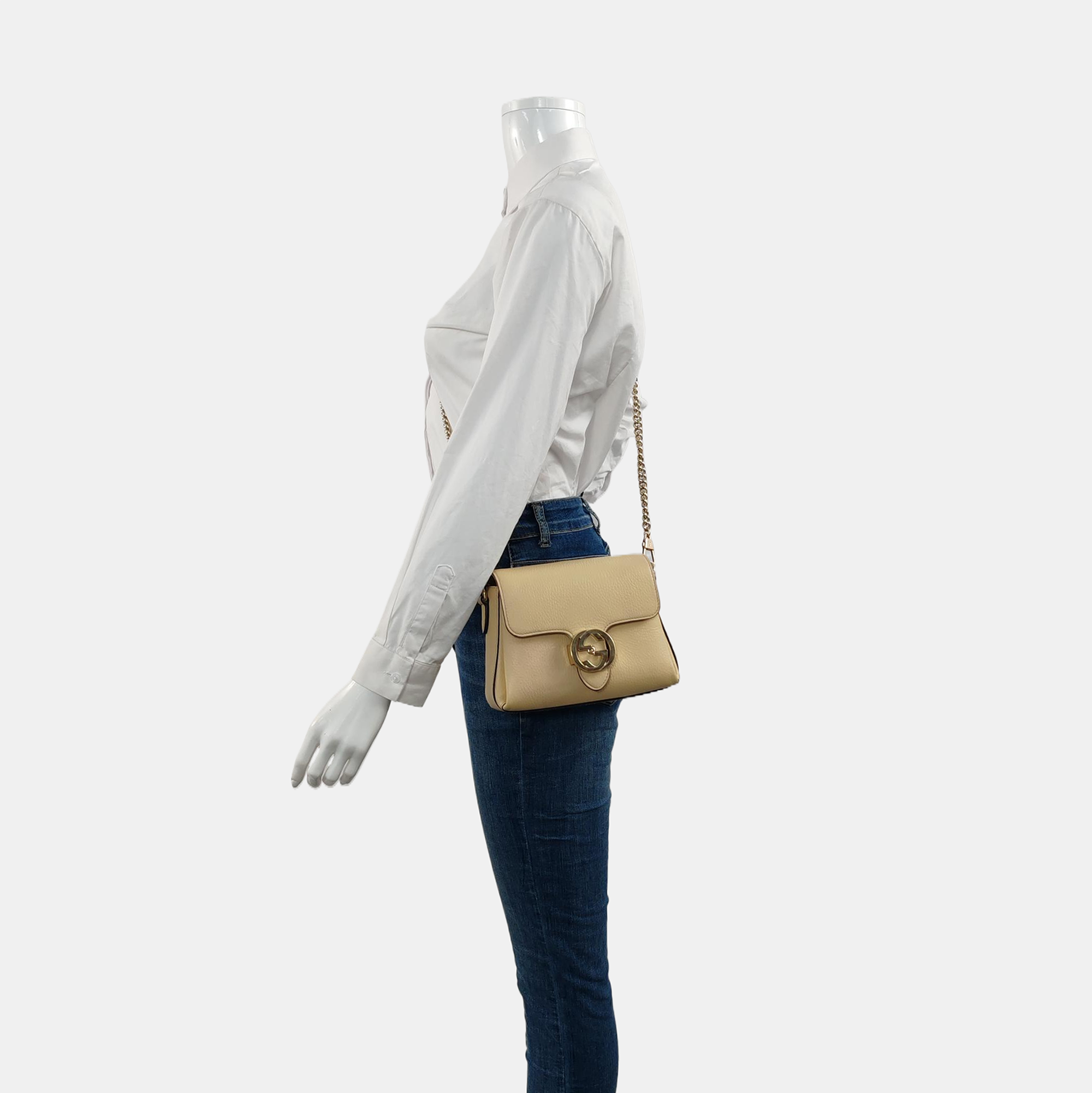 Interlocking G Mini Calfskin Beige