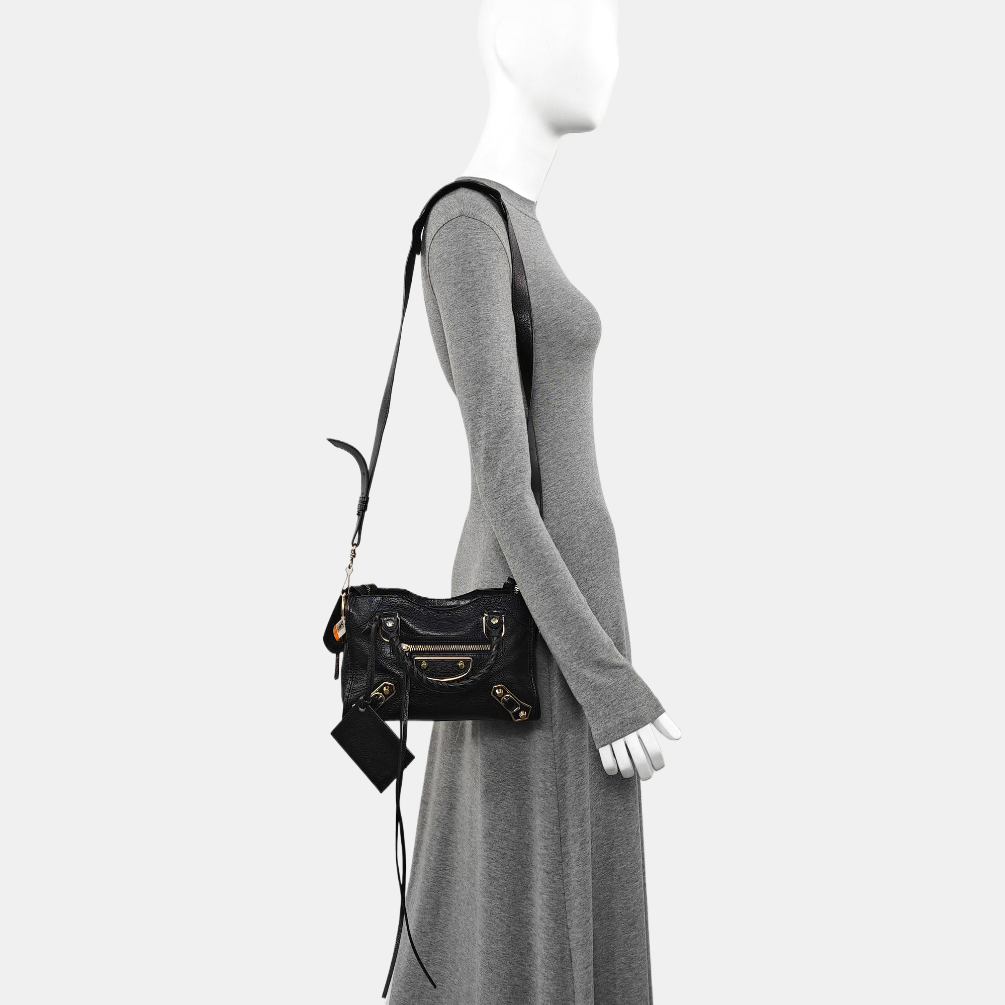 Classic Metallic Edge City Mini Lambskin Black