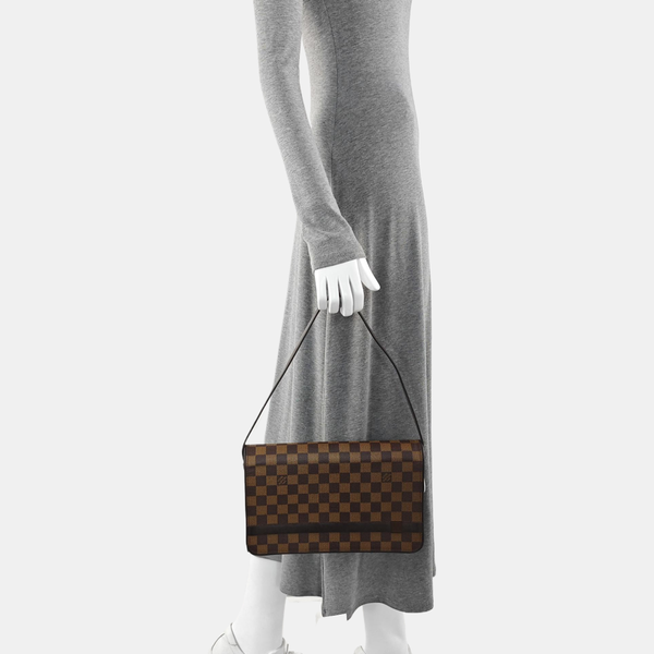 TRIBECA Damier Ebene Coated Canvas Brown