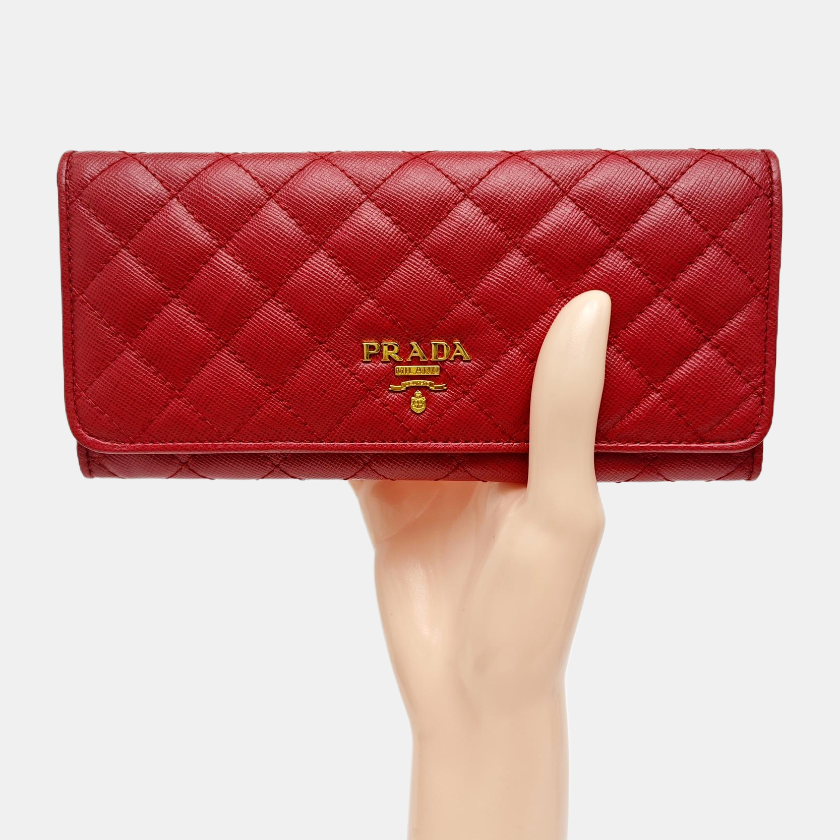 Quilted Calfskin Wallet Red