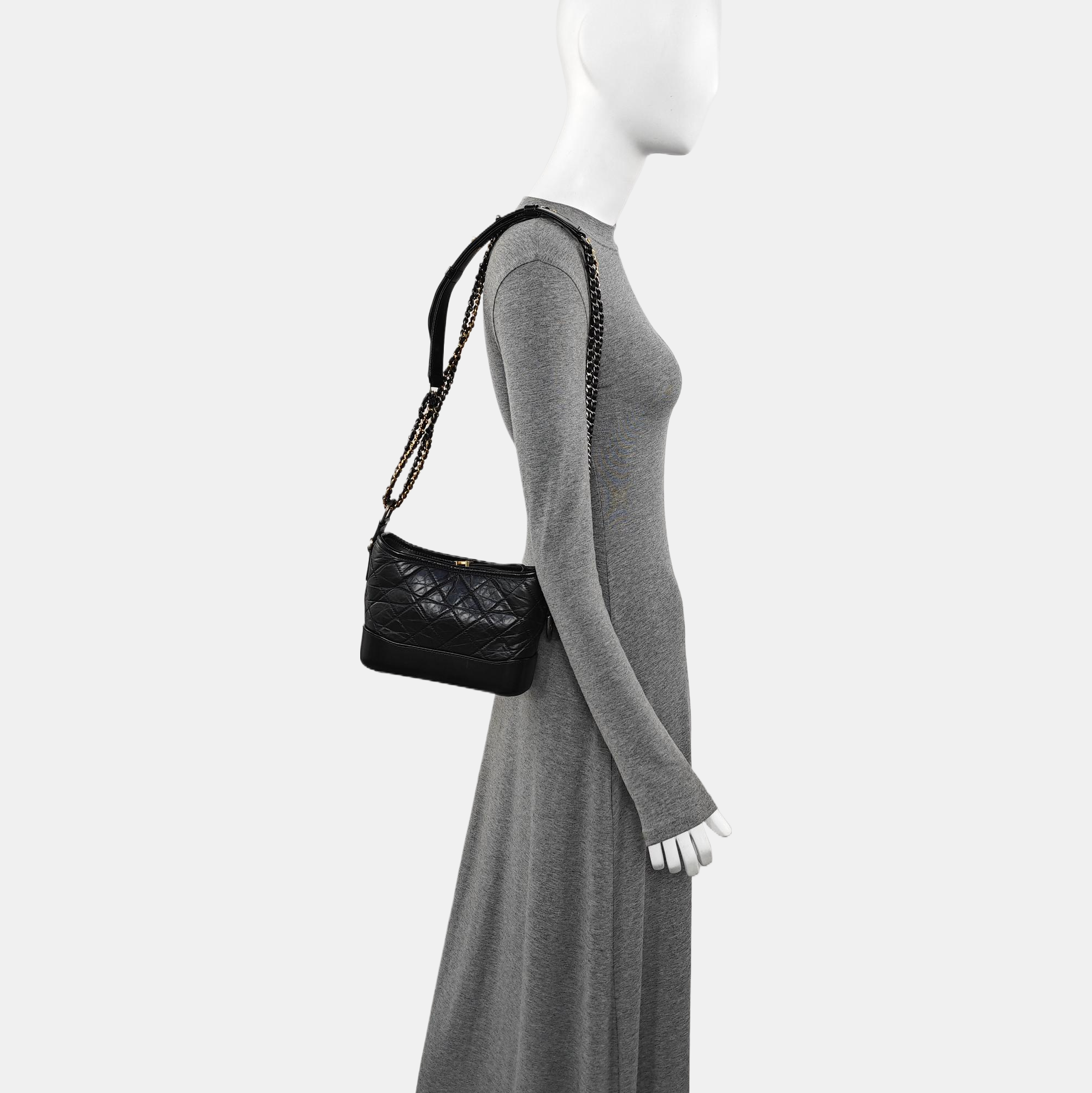 GABRIELLE Small Quilted Vintage Calf Black