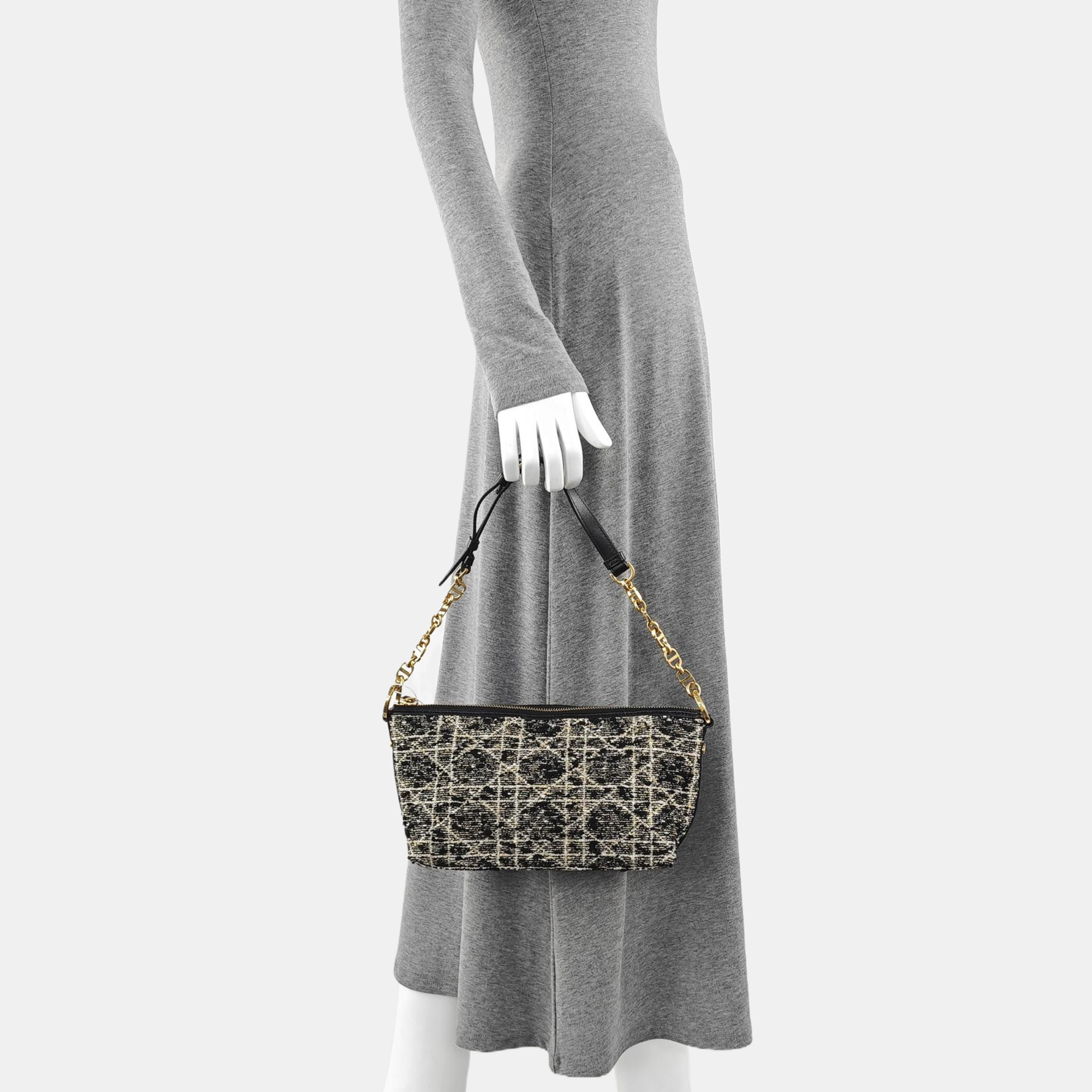 Diorstar Hobo Cannage Fabric Black
