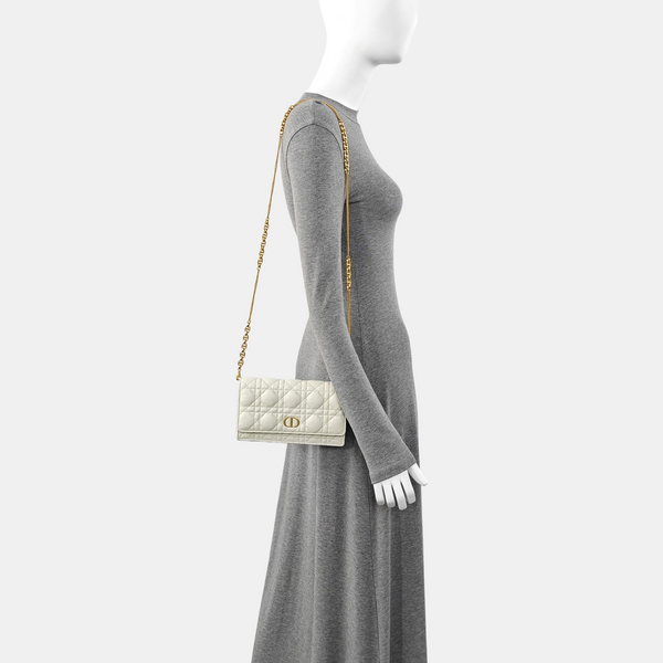 Authenticated pre-owned  Dior Caro Quilted Calfskin White - Shoulder Bag at Looply