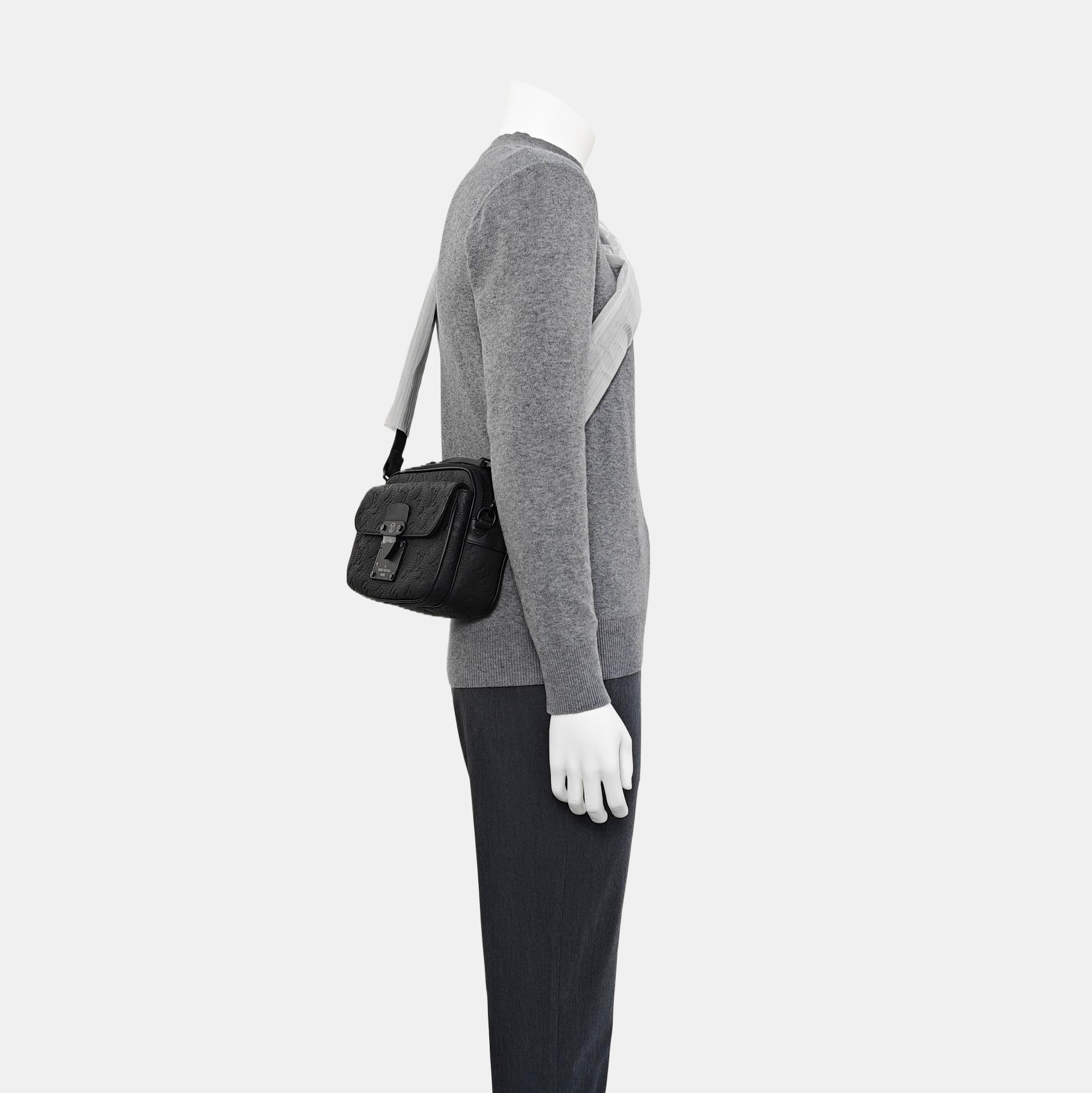 S LOCK Monogram Calfskin Black