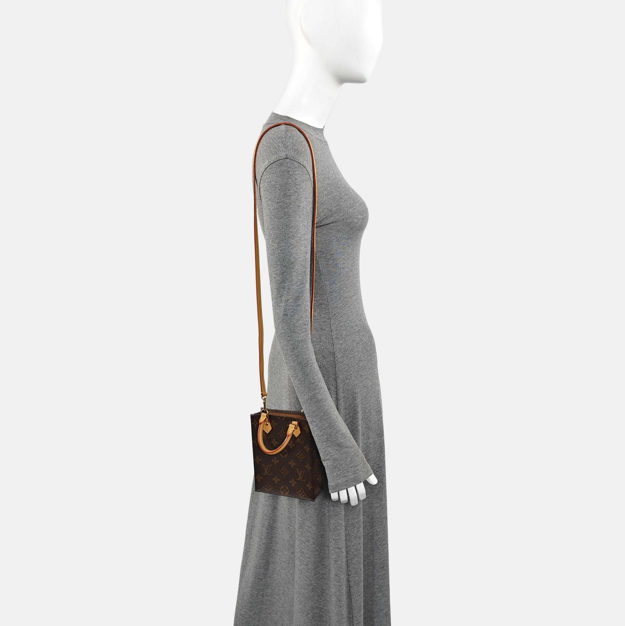 SAC PLAT Mini Monogram Coated Canvas Brown