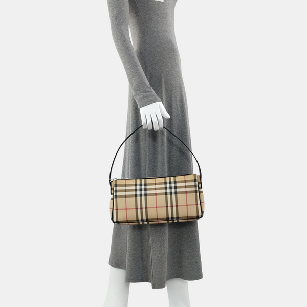 Coated Canvas Shoulder Bag Beige