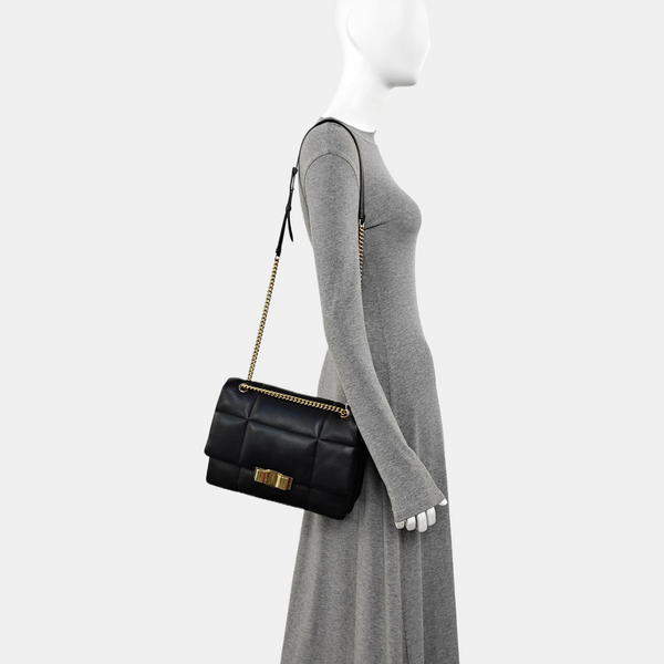 Quilted Calfskin Shoulder Bag Black