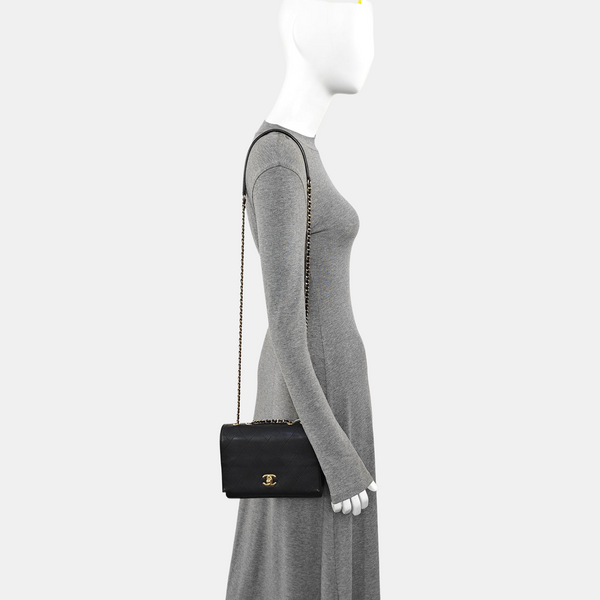 Quilted Calfskin Shoulder Bag Black