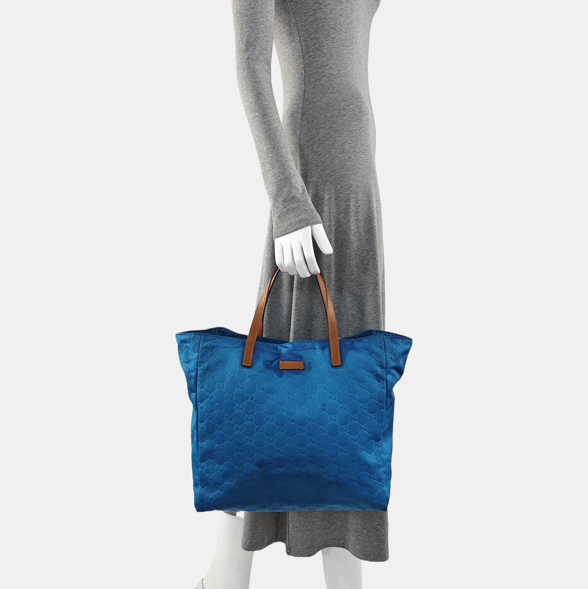 Monogram Nylon Tote Bag Blue