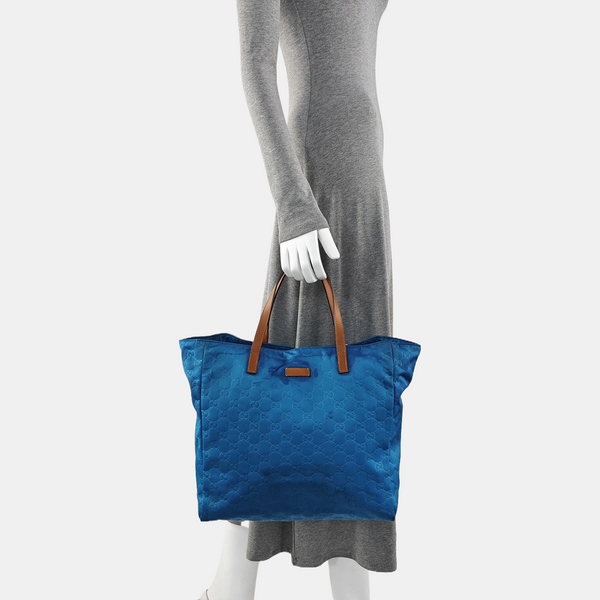 Monogram Nylon Tote Bag Blue