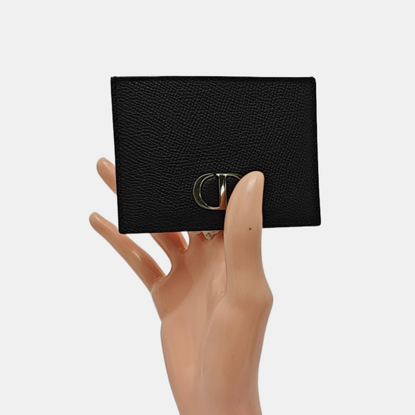 Authenticated pre-owned  30 Montaigne Calfskin Black Card Holder - Card Holder at Looply