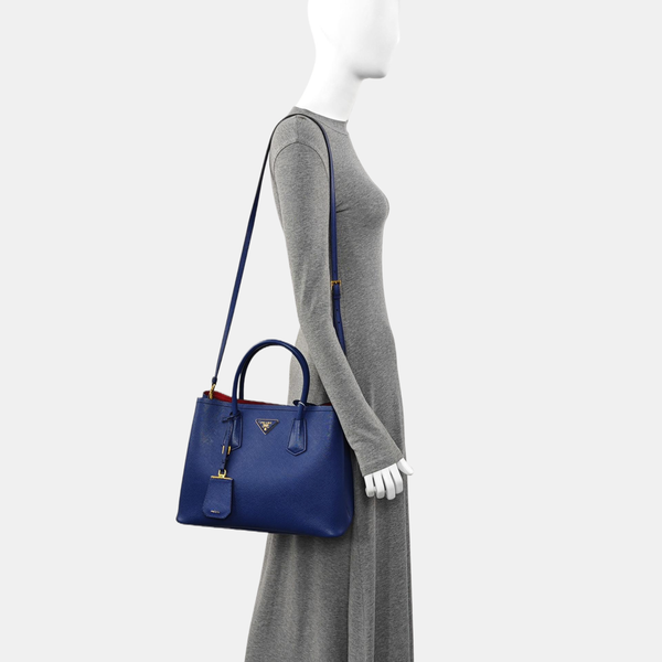 Double Medium Saffiano Calfskin Blue