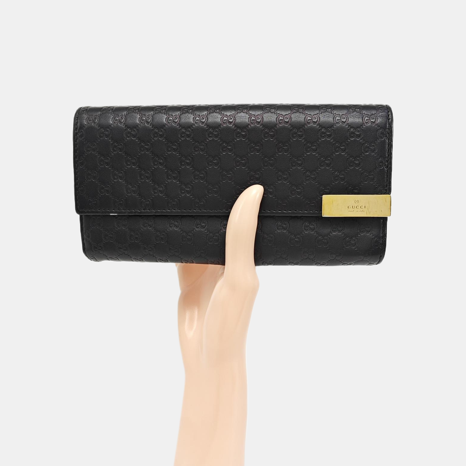 Microguccissima Monogram Calfskin Black Wallet